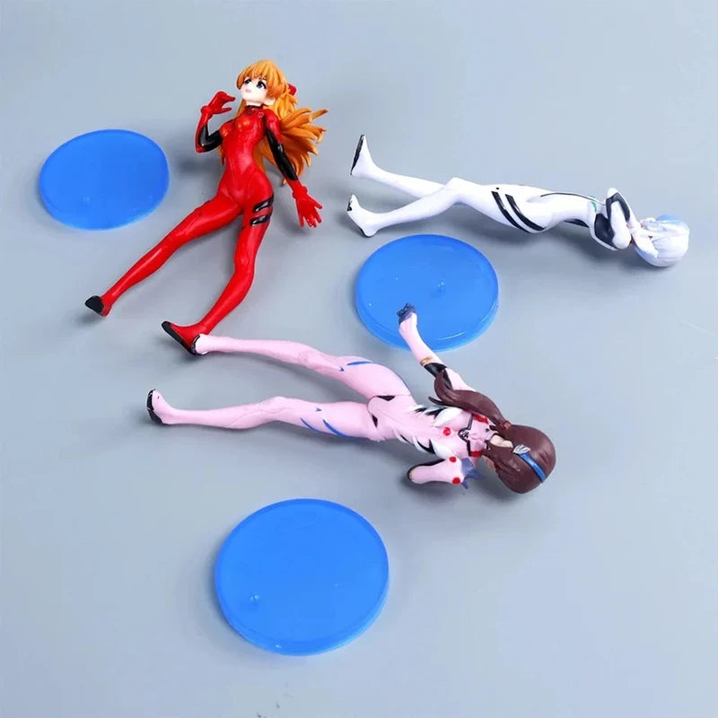 3-Piece Anime Action Figure Set with Ayanami Rei Asuka Soryu PVC Toys Gift