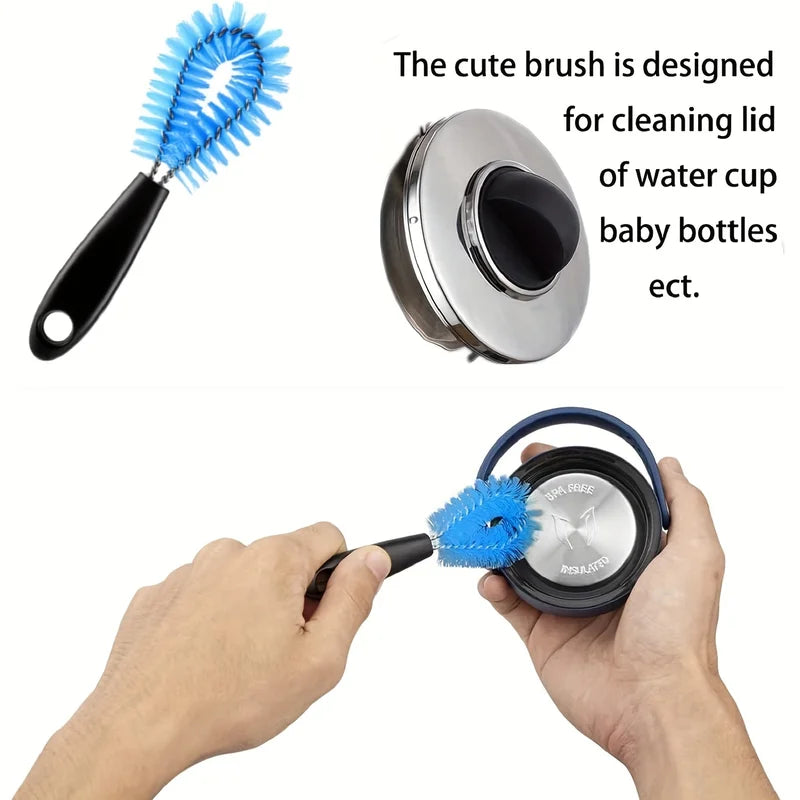 3-in-1 Stainless Steel Water Bottle Cleaning Brush Set Long Handle Kitchen Scrubbing Tools