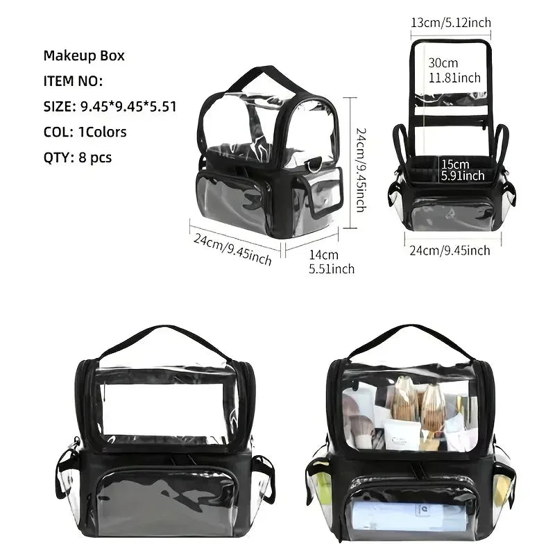 Travel Makeup Brush Organizer Backpack Waterproof Cosmetic Bag with Adjustable Divider