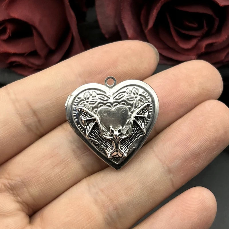 Stainless Steel Heart Photo Frame Charms 2pcs for Jewelry Making DIY Pendants