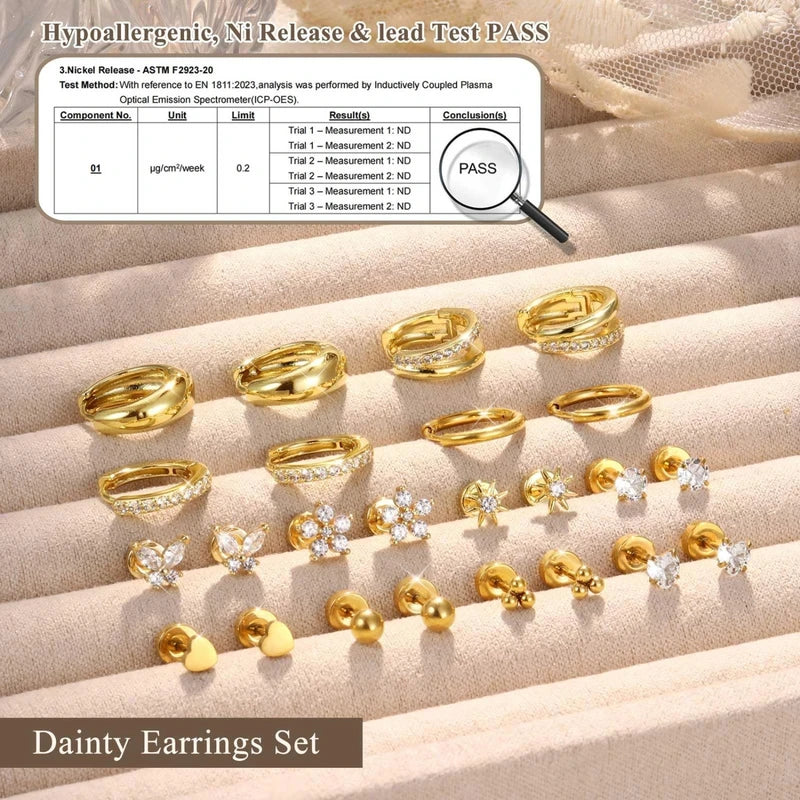 Flat Back Earrings for Women Surgical Steel Cartilage & Tragus Piercings