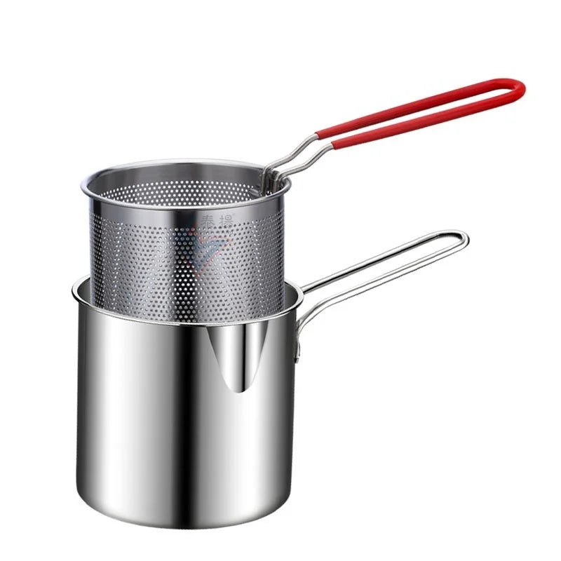 Stainless Steel Deep Fryer Pot 3.2 Quart with Basket & Lid Food Grade Kitchen Tool