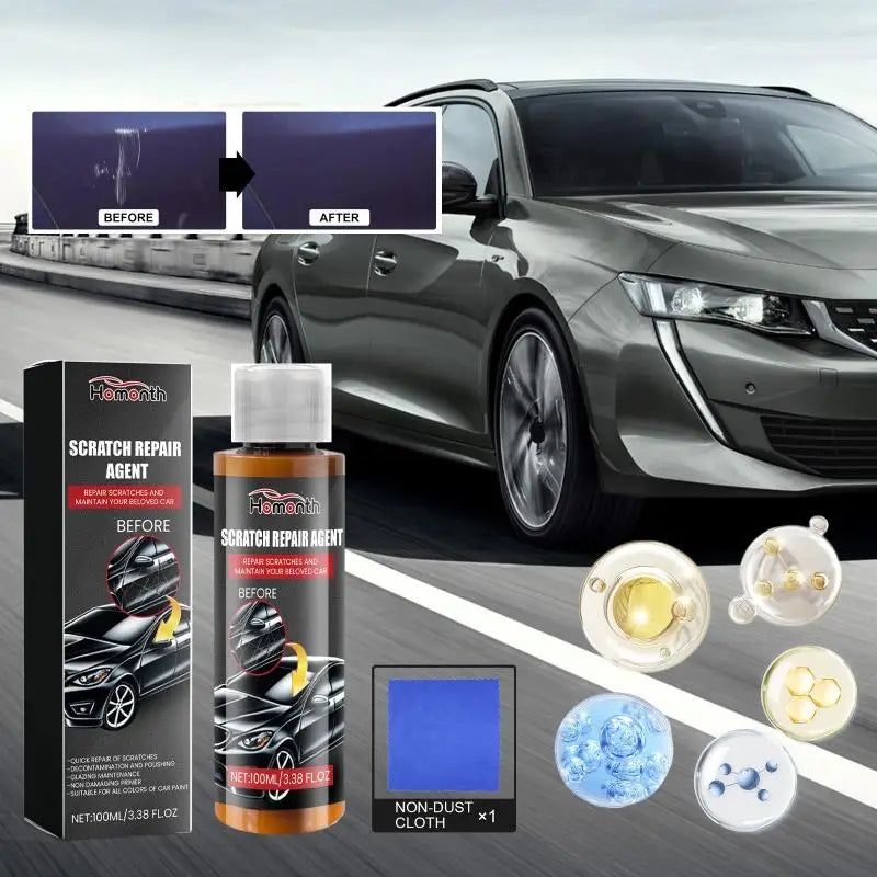 Car Wax 100ml Auto Detailing Polish with Cloth - UV Protection & Scratch Removal