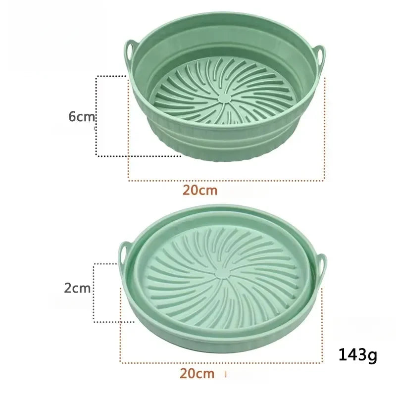 Foldable Silicone Air Fryer Liner Reusable Baking Tray Food Grade Kitchen Accessory