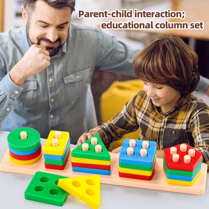 Shape Sorting Stacking Toy for Kids 3+ Montessori Geometric Matching Game