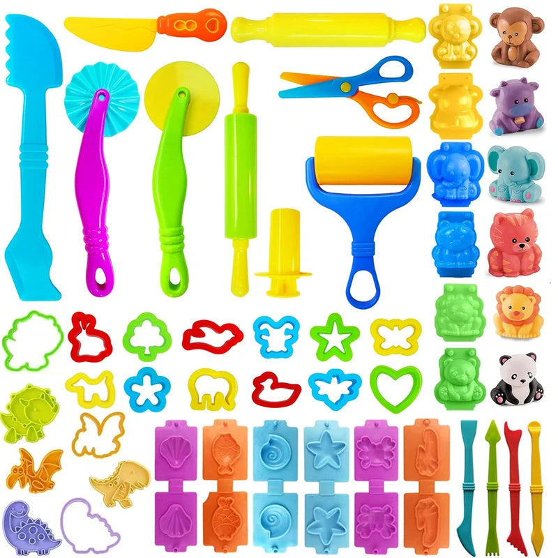 Kids Dough Clay Tools Kit Modeling Accessories Animal Cutters & Rolling Pin