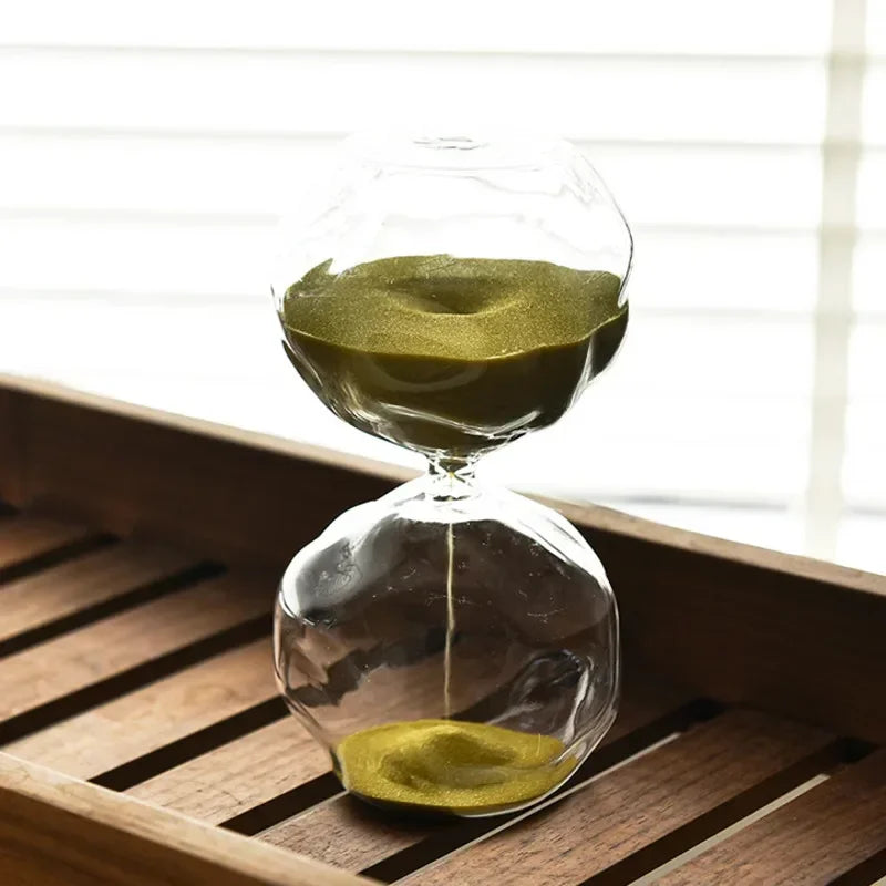 Irregular Glass Hourglass Timer 30 Min Sand Clock for Kids Home Decor