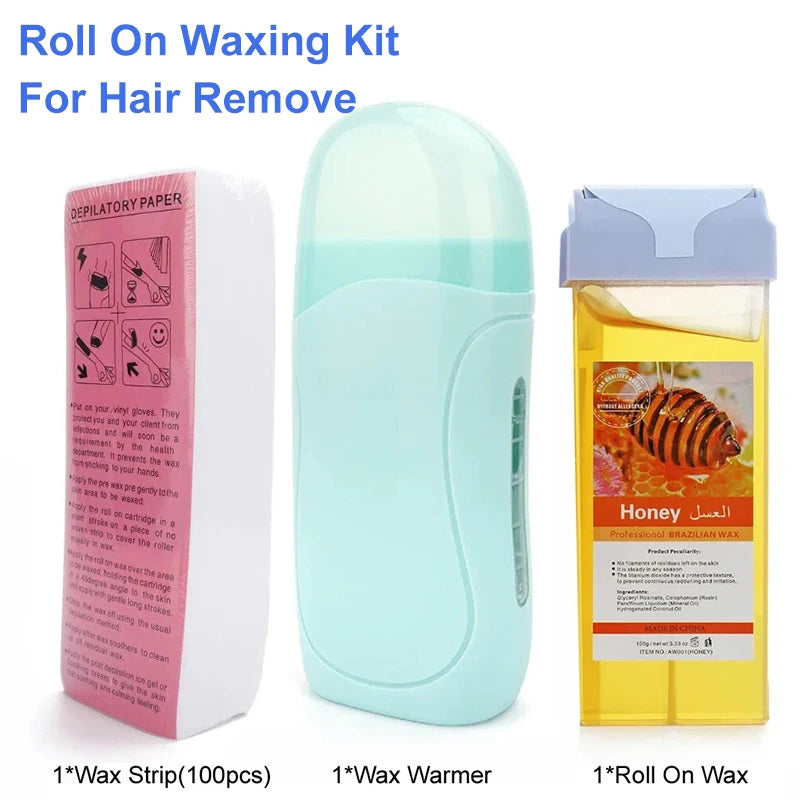3-in-1 Electric Waxing Kit with Cartridges & Strips for Hair Removal