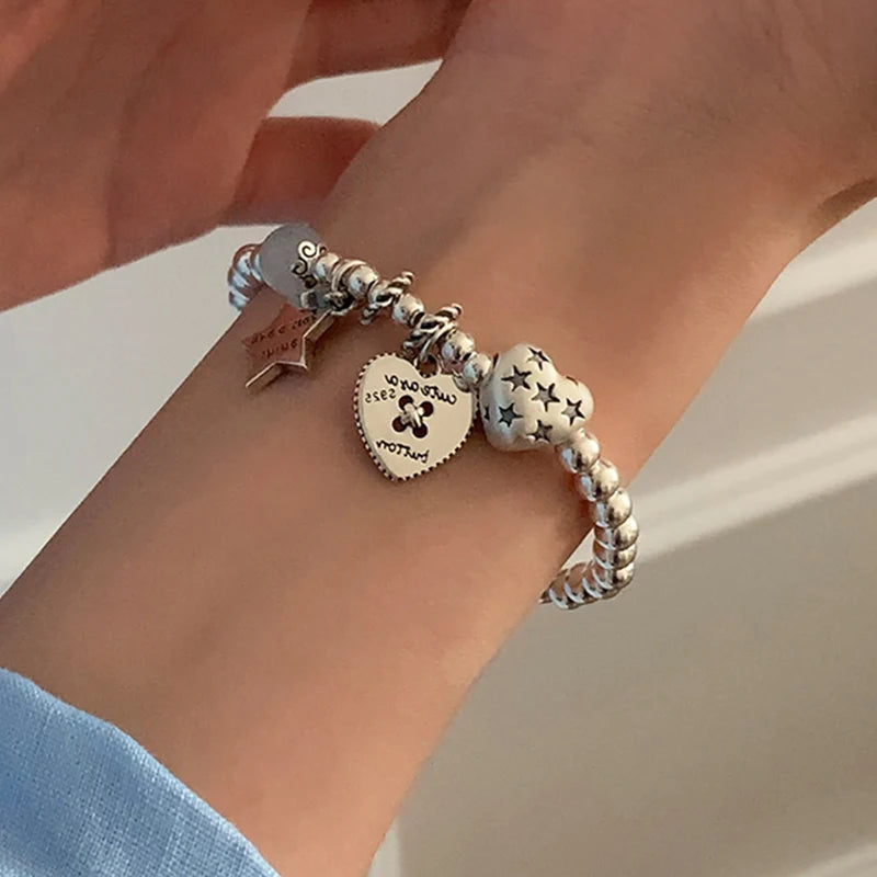 Heart & Star Pendant Bracelets for Women Girls - Trendy Elegant Jewelry Gift