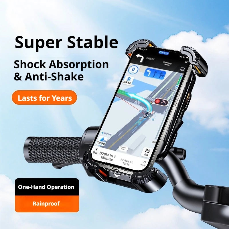 Universal Bicycle Phone Holder Motorcycle Handlebar Mount Shockproof 4.7-6.8 Inch