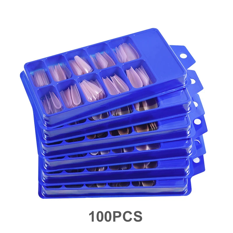 100pcs Coffin Fake Nails Full Cover Press On Nails Extension Tips Nude Long Ballerina