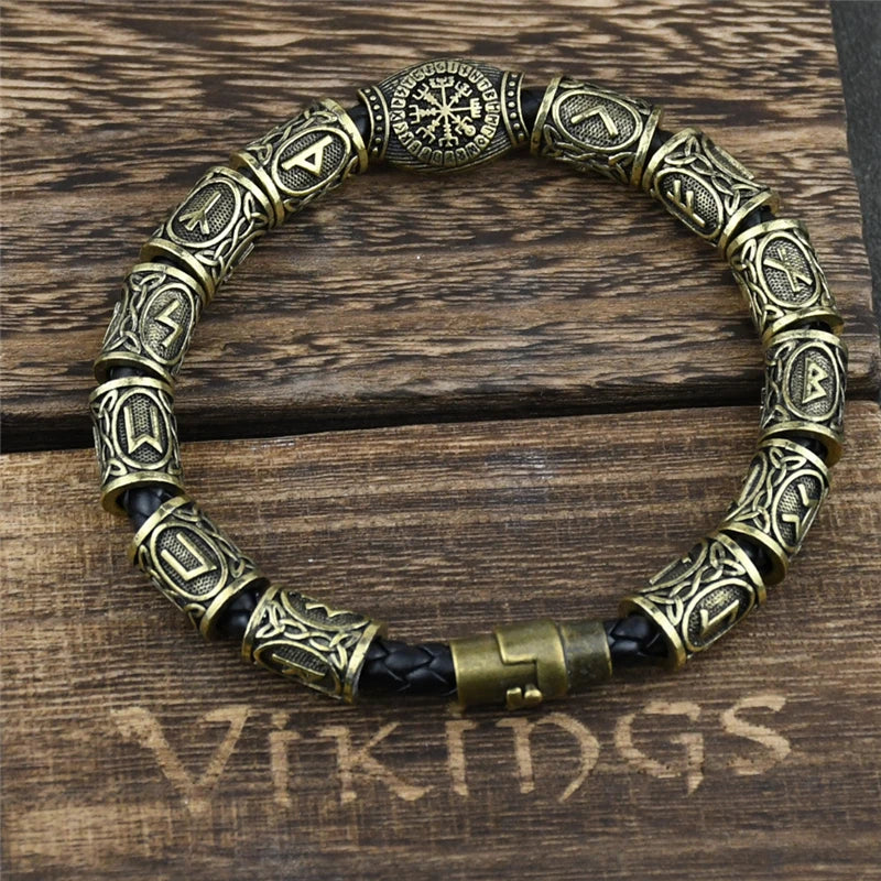 Norse Runic Beads Charm Viking Magnetic Bracelet Men Women Jewelry