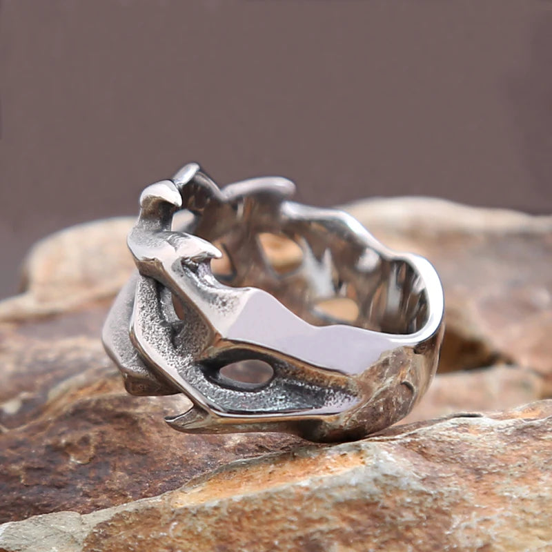 Vintage Hollow Out Crown of Thorns Ring for Men Women Stainless Steel Punk Biker Jewelry