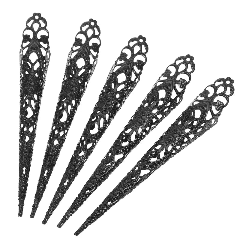 Halloween Nail Claw Tips Set - Fake Fingertip Jewelry for Costumes & Cosplay