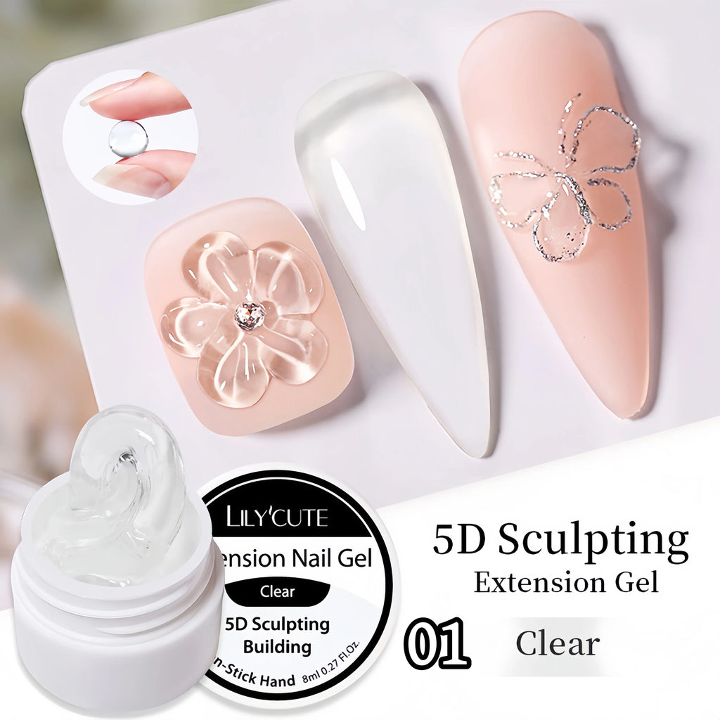 Non-Sticky Hand Extension Gel for Nail Art, 8ml Long-Lasting 3D Nail Shapes