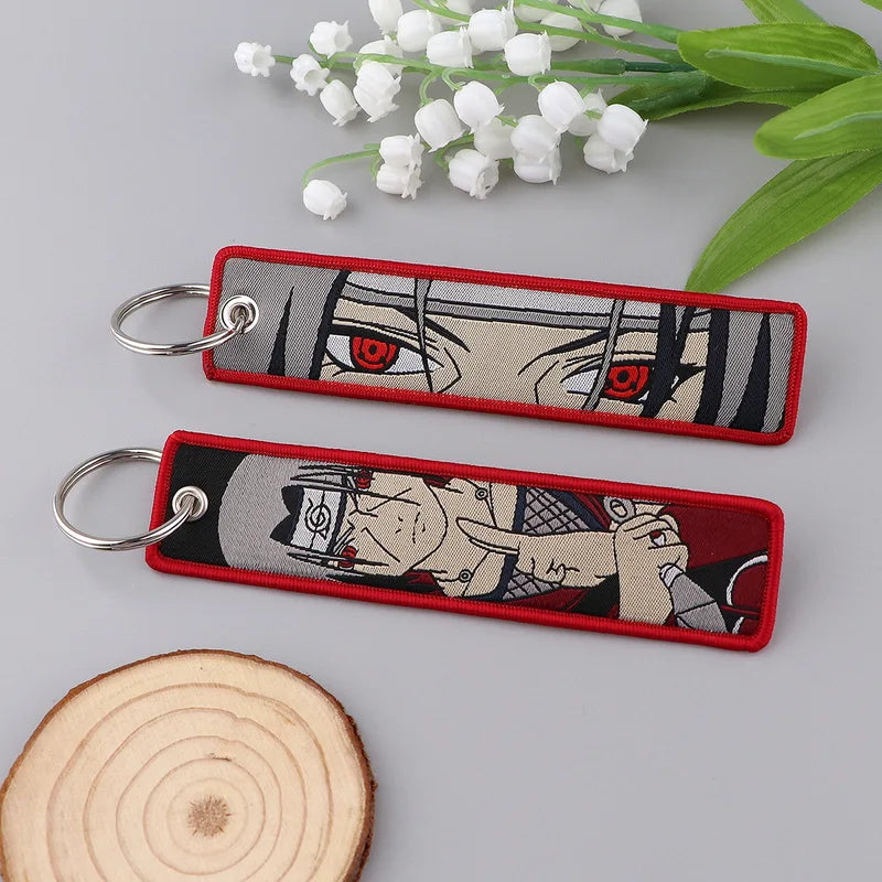 Anime Naruto Embroidery Key Fob Keychain Car Accessory for Cosplay & Gifts