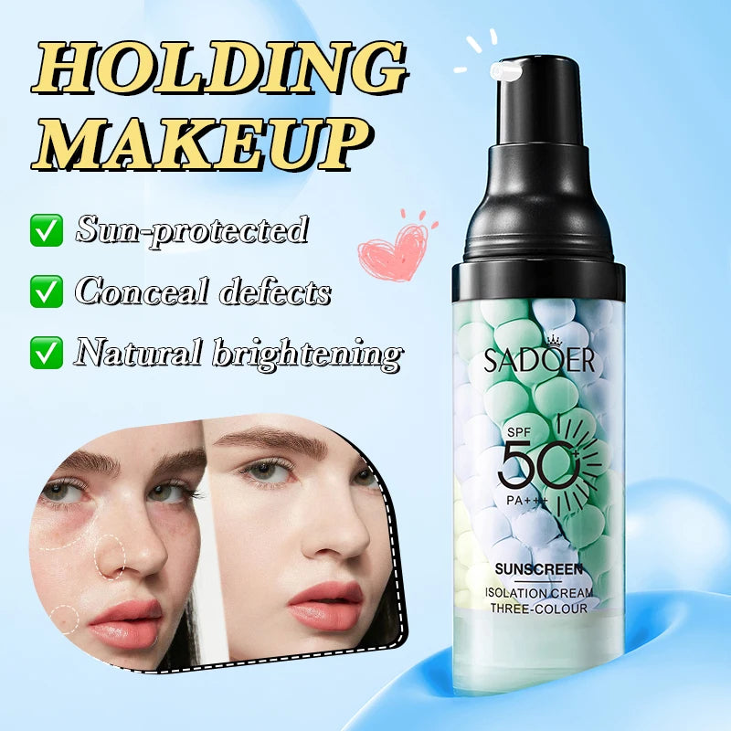 Waterproof Face Makeup Primer Tri-Color Cream Contour Base 40g - Natural Finish
