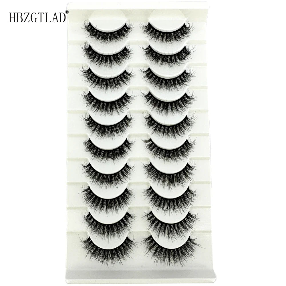 10 Pairs Fluffy Mink False Eyelashes - Natural Dramatic Look, Wispy & Long