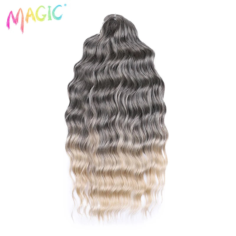Water Wave Braiding Hair Extensions - Ombre Blonde, Deep Curl, 24 Inch Afro Twist