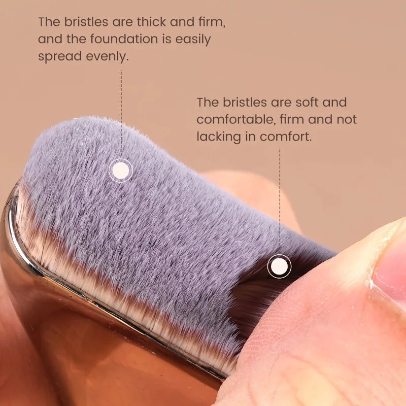 Professional Foundation Brush with Soft Nylon Bristles & Elegant Brown Handle for Liquid, Powder & BB Cream