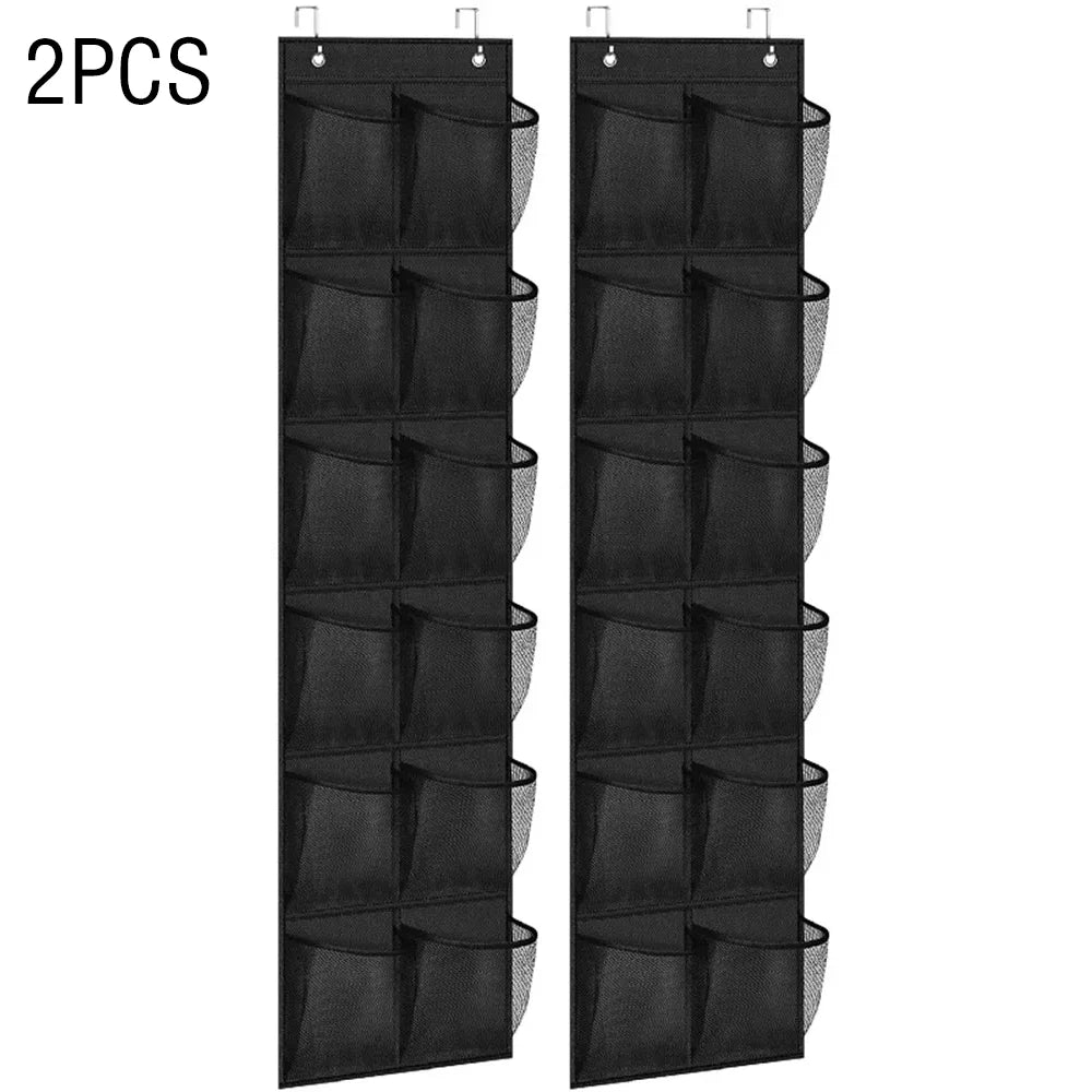 Over-the-Door Shoe Organizer with 12 Mesh Pockets - Large Storage Bag for Bedroom Closet