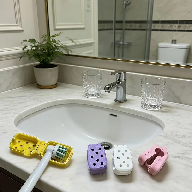 Electric Toothbrush Head Cover Travel Protector - Plastic Case & Clip