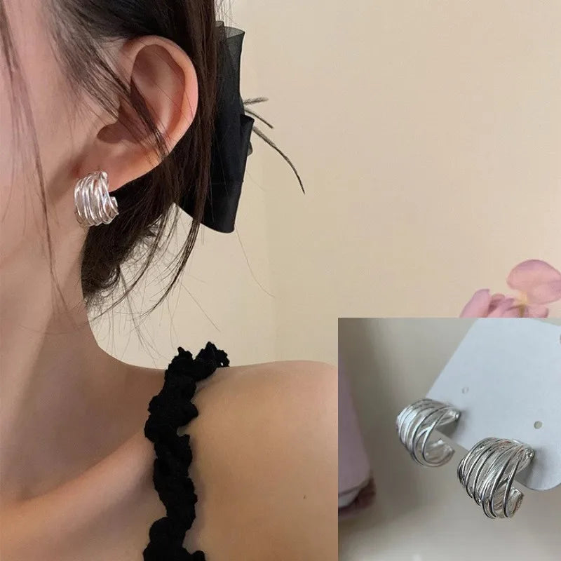 Sterling Silver Geometric Stud Earrings for Women - Versatile Jewelry Gift