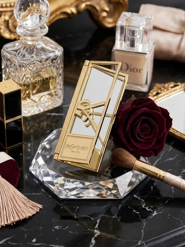 Gold Portable Folding Makeup Mirror Compact for Touch-Ups, Holiday Gift