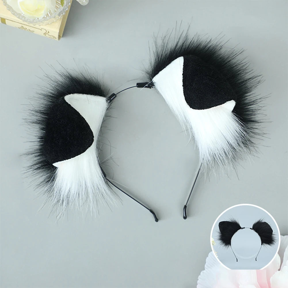 Halloween Dog Ear Tail Set - Plush Animal Cosplay Accessories for Pet Costume