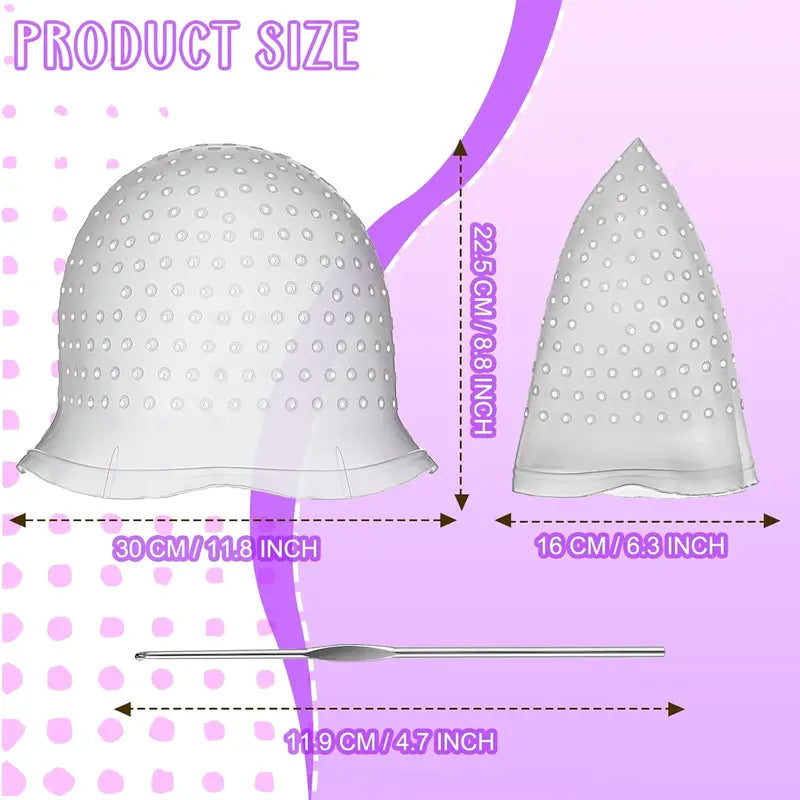 Hair Highlighting Kit with Silicone Pull-Through Cap for Hair Coloring - Unisex