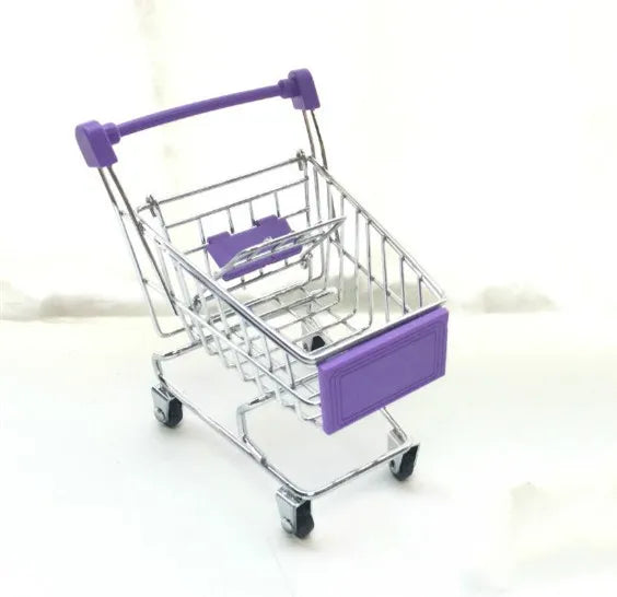 Mini Supermarket Shopping Trolley Cart Toy Set - Desktop Model for Kids