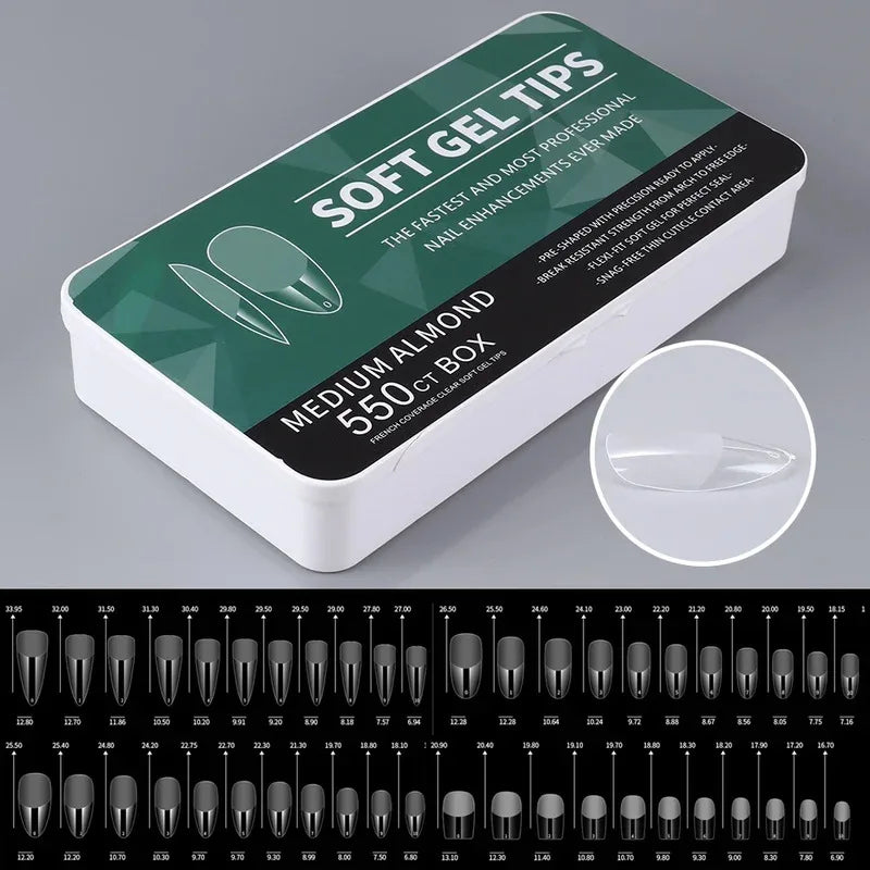 Medium and Short Soft Gel Nail Tips Set - Full Coverage Matte Extension Tools