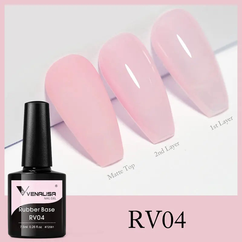 Semi Transparent Pink Rubber Base Coat Nail Gel - UV LED Soak-Off Gel Polish