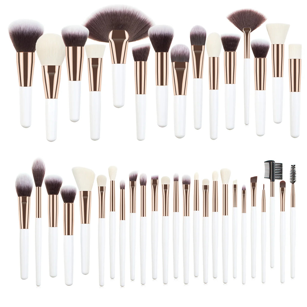 40Pcs Makeup Brush Kit with Travel Bag - Short Handle, Complete Cosmetic Tools