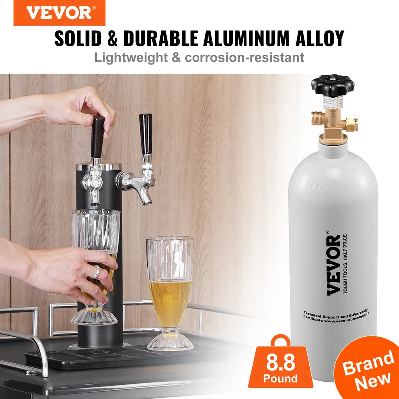 5 Lbs Aluminum CO2 Tank with Gray Powder Coating and CGA320 Valve
