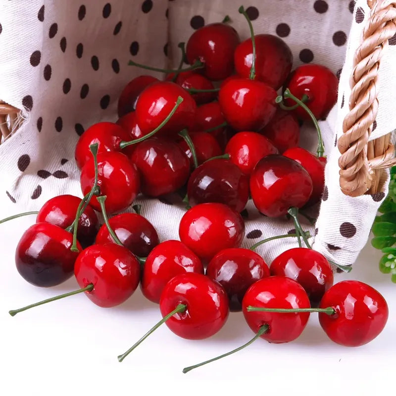Artificial Cherry Fruit Model 30Pcs Food Photography Props Home Decor