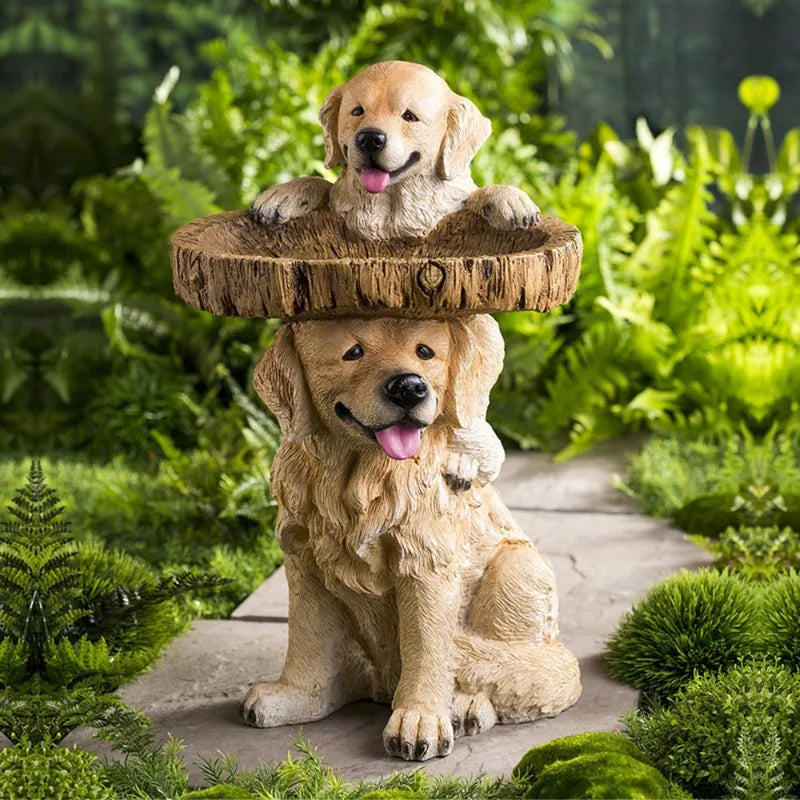 Resin Bird Feeder and Bath Garden Sculpture - Animal Design Outdoor Decor