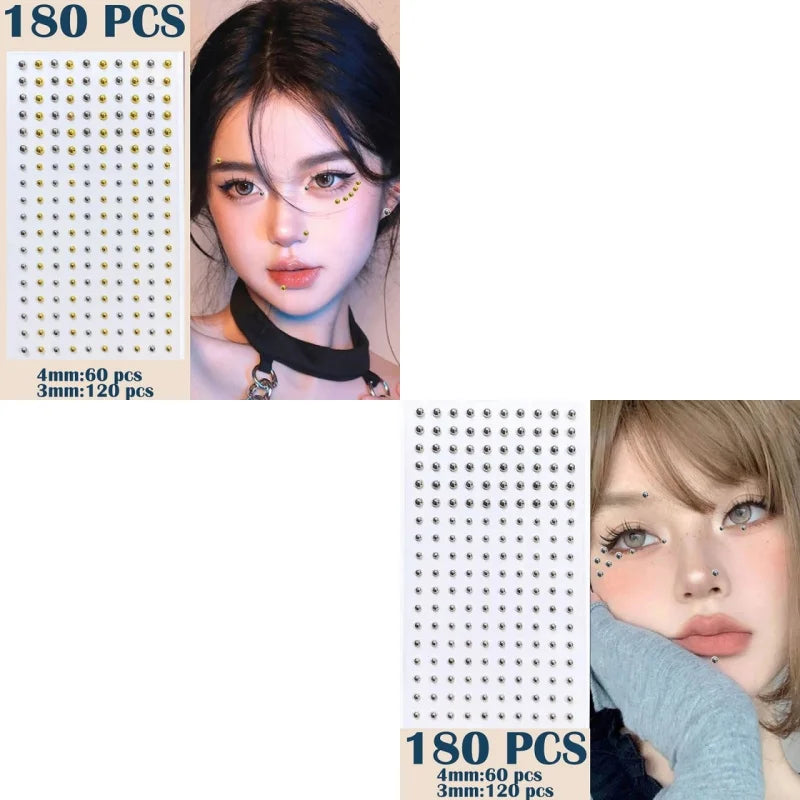 Fake Nose Lip Eyebrow Stickers Set - Reusable Body Jewelry for Teens