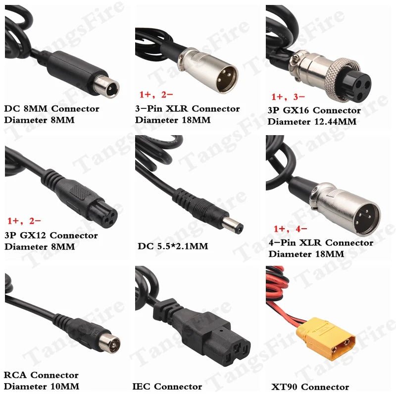 29.4V 2A Lithium Battery Charger for 7Series 24V Polymer Li-ion Battery, Multiple Connectors & Power Options