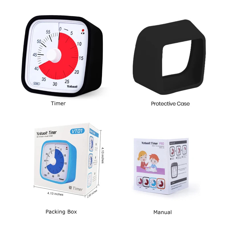 Visual Timer for Kids 60-Minute Silent Countdown with Protective Case