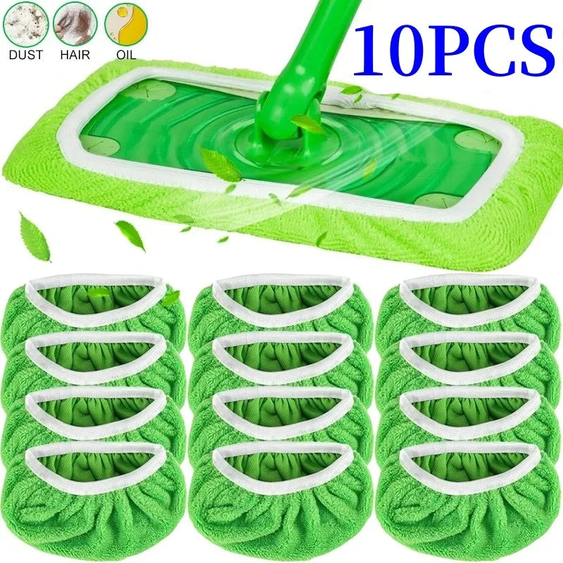 Reusable Microfiber Mop Pads for Floor Cleaning - Green, 25.5x11.5cm