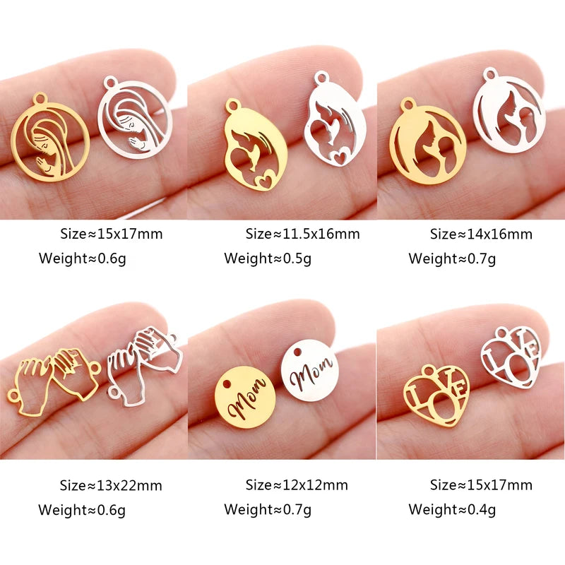 Stainless Steel Baby Foot & Angel Charms Set for DIY Jewelry Making - 5 Pieces