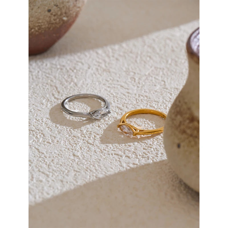 Wholesale Stainless Steel Cubic Zirconia Ring for Women - Hypoallergenic Jewelry Gift