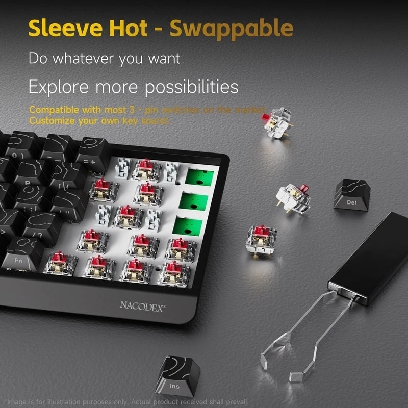 Portable Wired Mechanical Gaming Keyboard RGB Hot-Swappable Lightweight PC