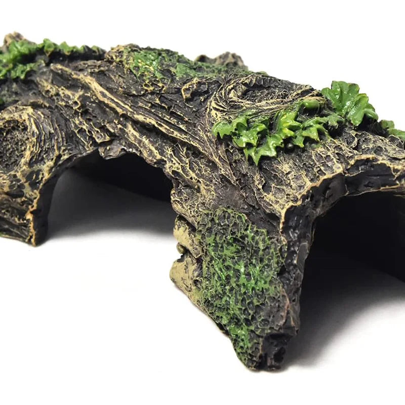 Lifelike Aquarium Hollow Tree Tunnel Cave Ornament with Safe Resin Material