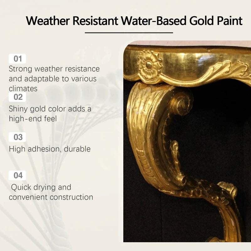 Gold Metallic Paint Set with Brush for Faux Gold Decorations on Metal, Wood, Wall, Fence & Furniture