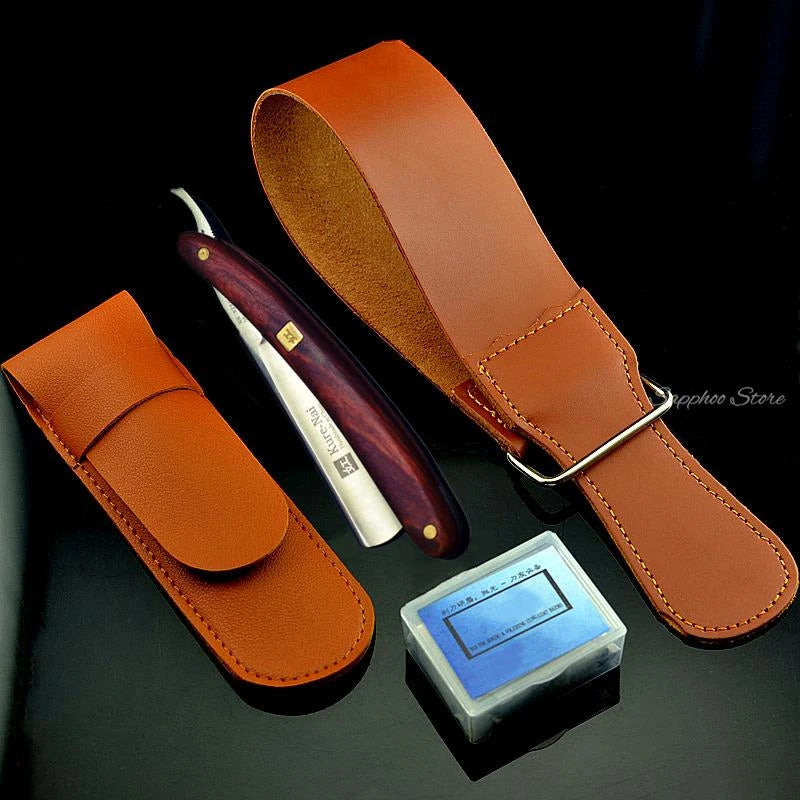 Carbon Steel Straight Razor with Sandalwood Handle - Classic Men's Safety Shaver