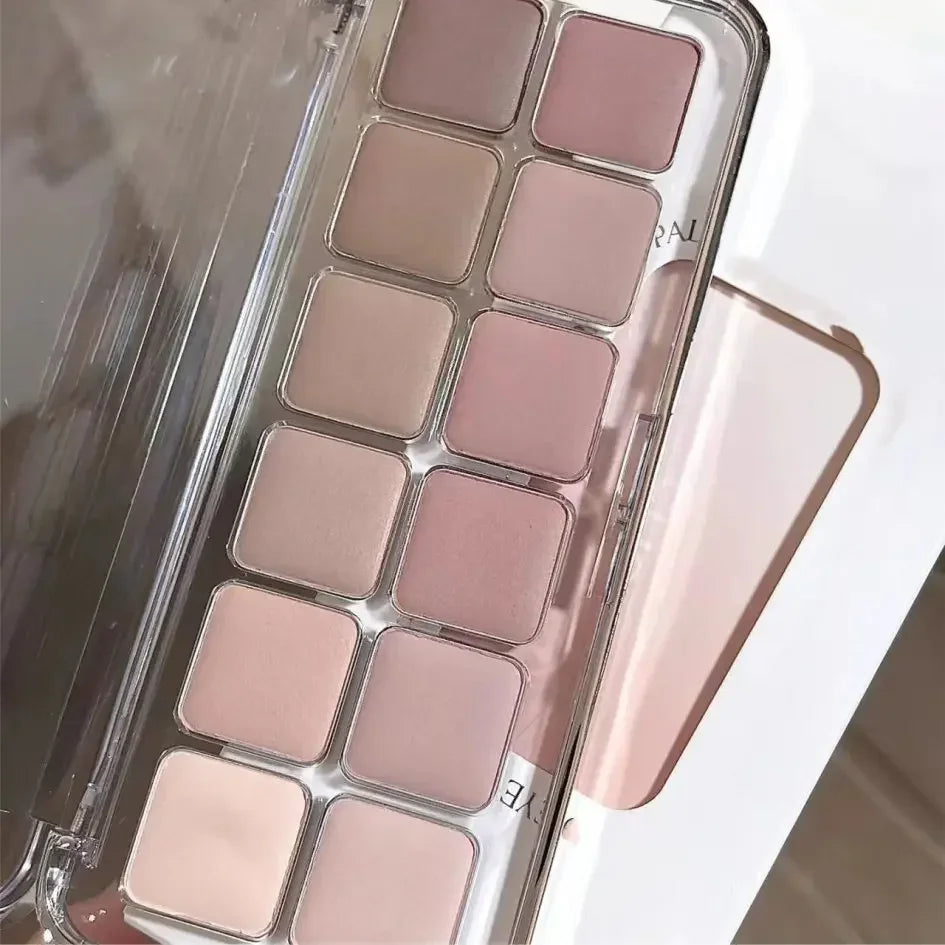 Low Saturation Matte Eyeshadow Palette - 12 Shades for Daily & Night Makeup