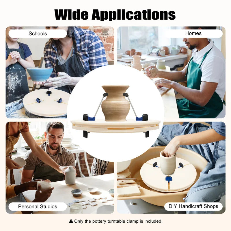 Pottery Turntable Clamp - Adjustable Ceramic Trimming Holder with Support Feet