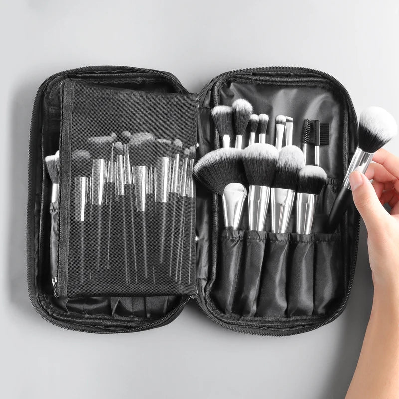 40Pcs Makeup Brush Kit with Travel Bag - Short Handle, Complete Cosmetic Tools
